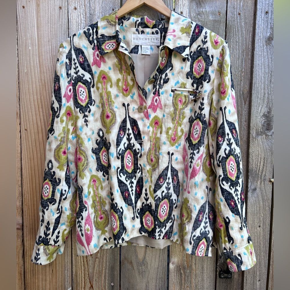 Doncaster Vintage Retro Paisley 100% Linen Blazer Jacket